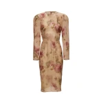 Magda Butrym Fitted dress with back tie detail in beige floral print