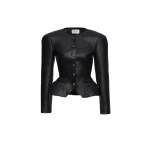 Magda Butrym Fitted leather peplum jacket in black