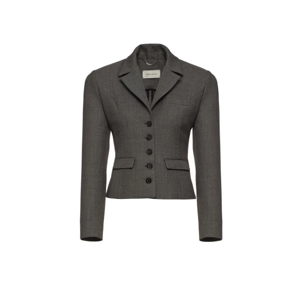 Fitted wool blazer in dark grey