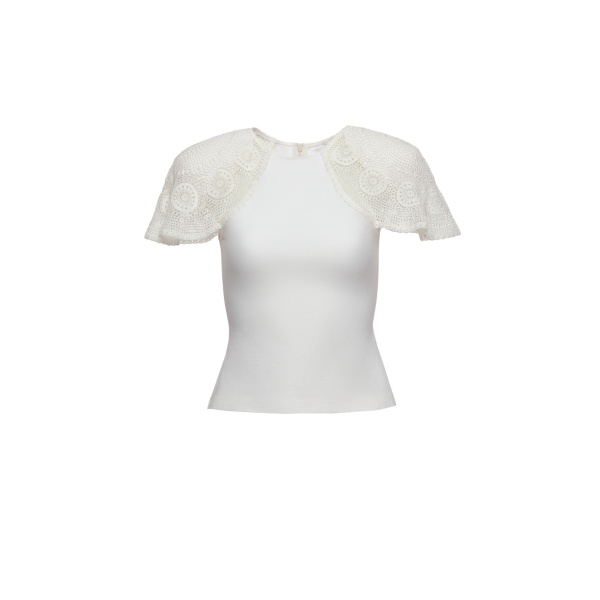 Magda Butrym Flared crochet sleeves blouse in white