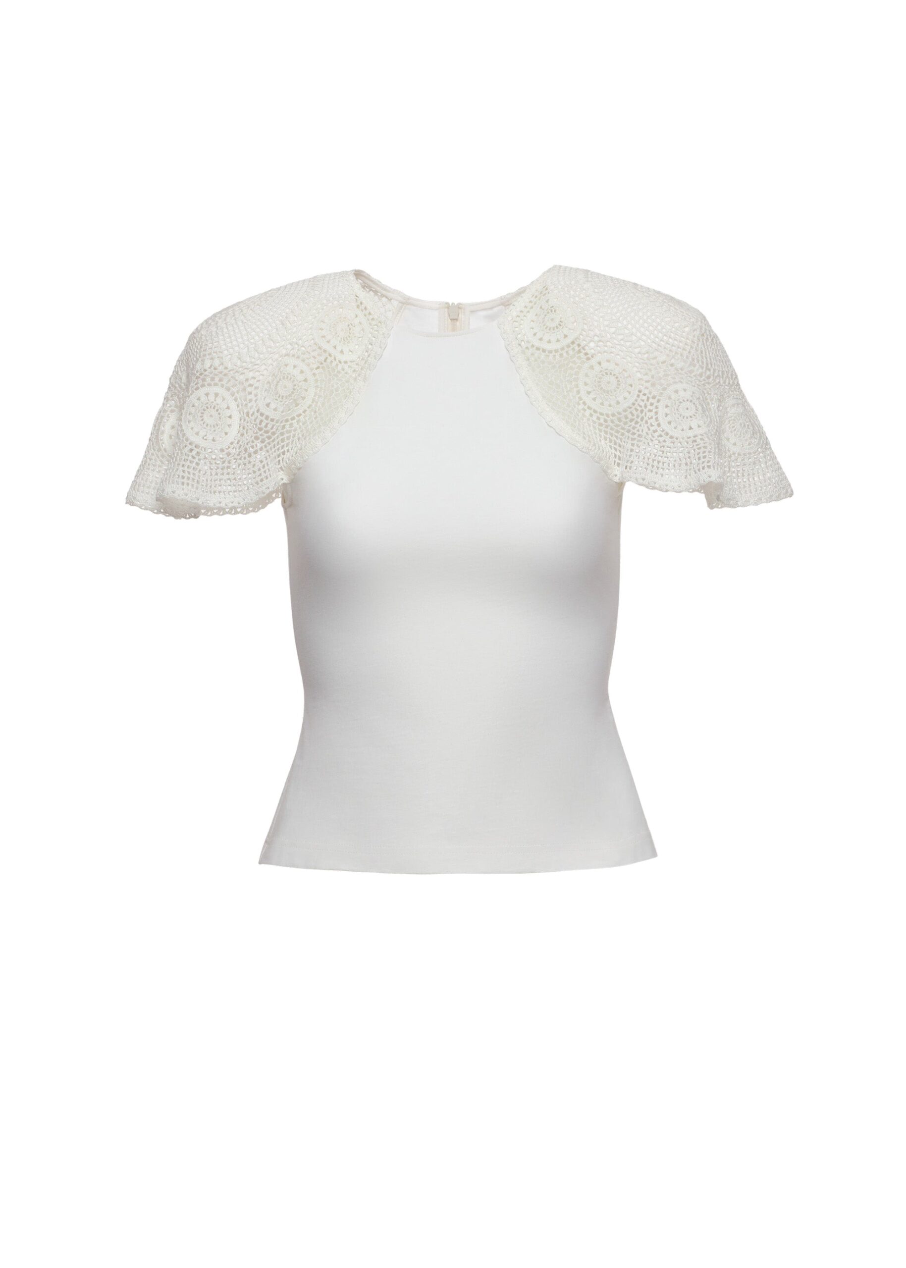 Magda Butrym Flared crochet sleeves blouse in white | Tops at Luxury Shoes Magda Butrym Flared crochet sleeves blouse in white