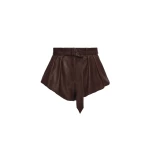 Magda Butrym Flared leather shorts in brown