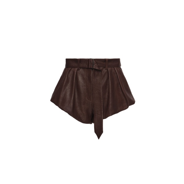 Magda Butrym Flared leather shorts in brown