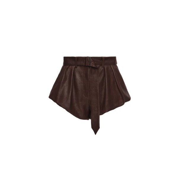 Magda Butrym Flared leather shorts in brown