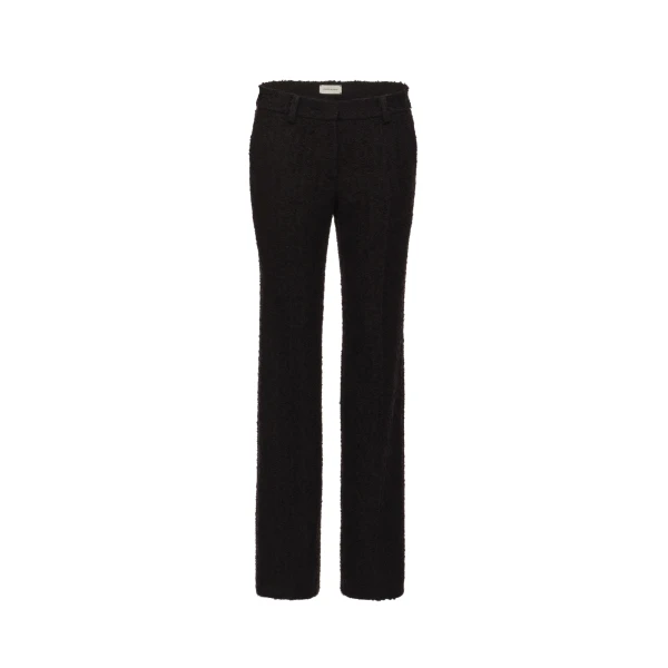 Flared tailored bouclé trousers in black
