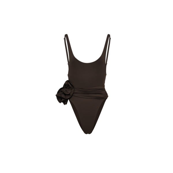 Magda Butrym Flower scoop neck swimsuit in brown