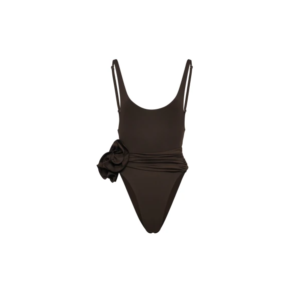 Magda Butrym Flower scoop neck swimsuit in brown