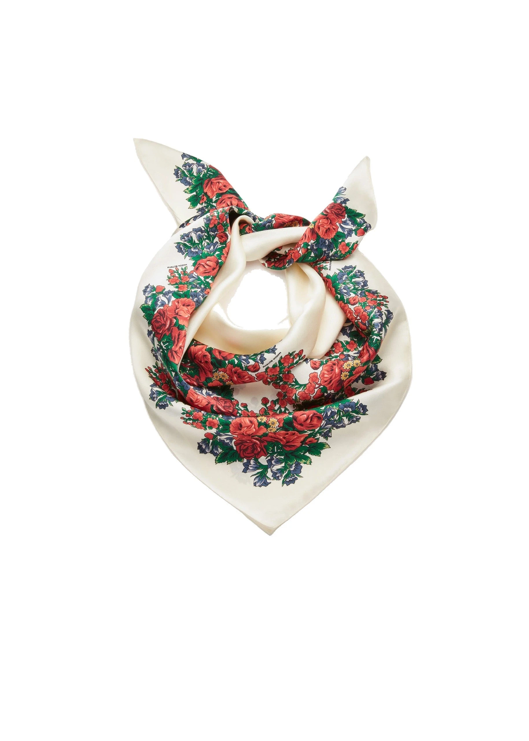 Magda Butrym Folk floral print scarf in cream | Luxury Shoes Magda Butrym Folk floral print scarf in cream