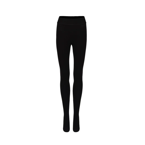 Footed cotton leggings in black