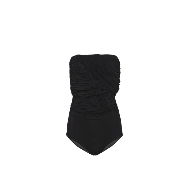 Magda Butrym Gathered bodysuit with draped overlays in black