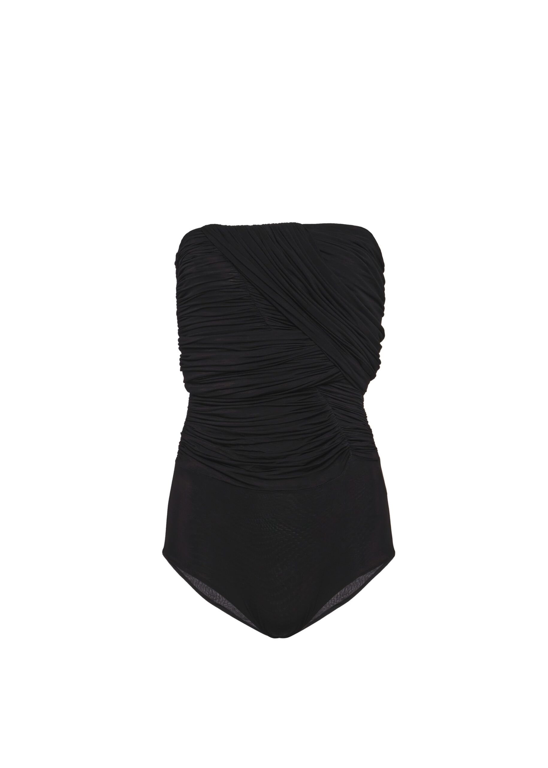Magda Butrym Gathered bodysuit with draped overlays in black | Luxury Shoes Magda Butrym Gathered bodysuit with draped overlays in black