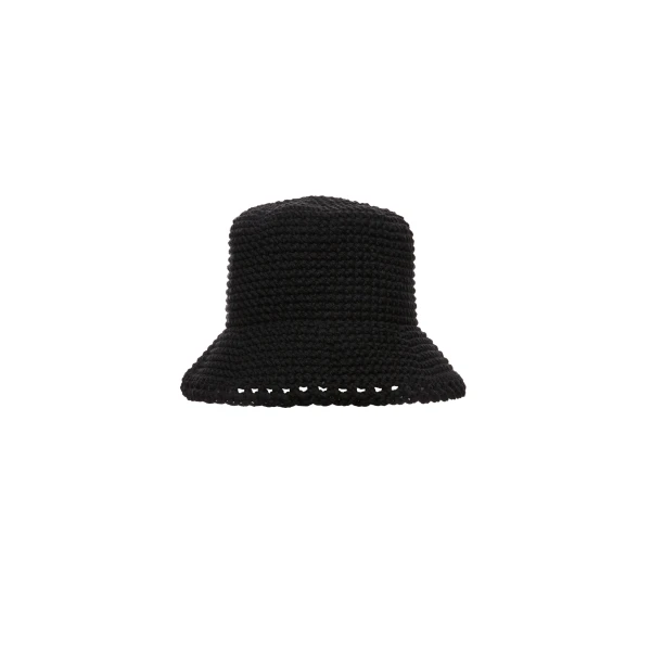 Magda Butrym Handmade wide brim crochet bucket hat in black