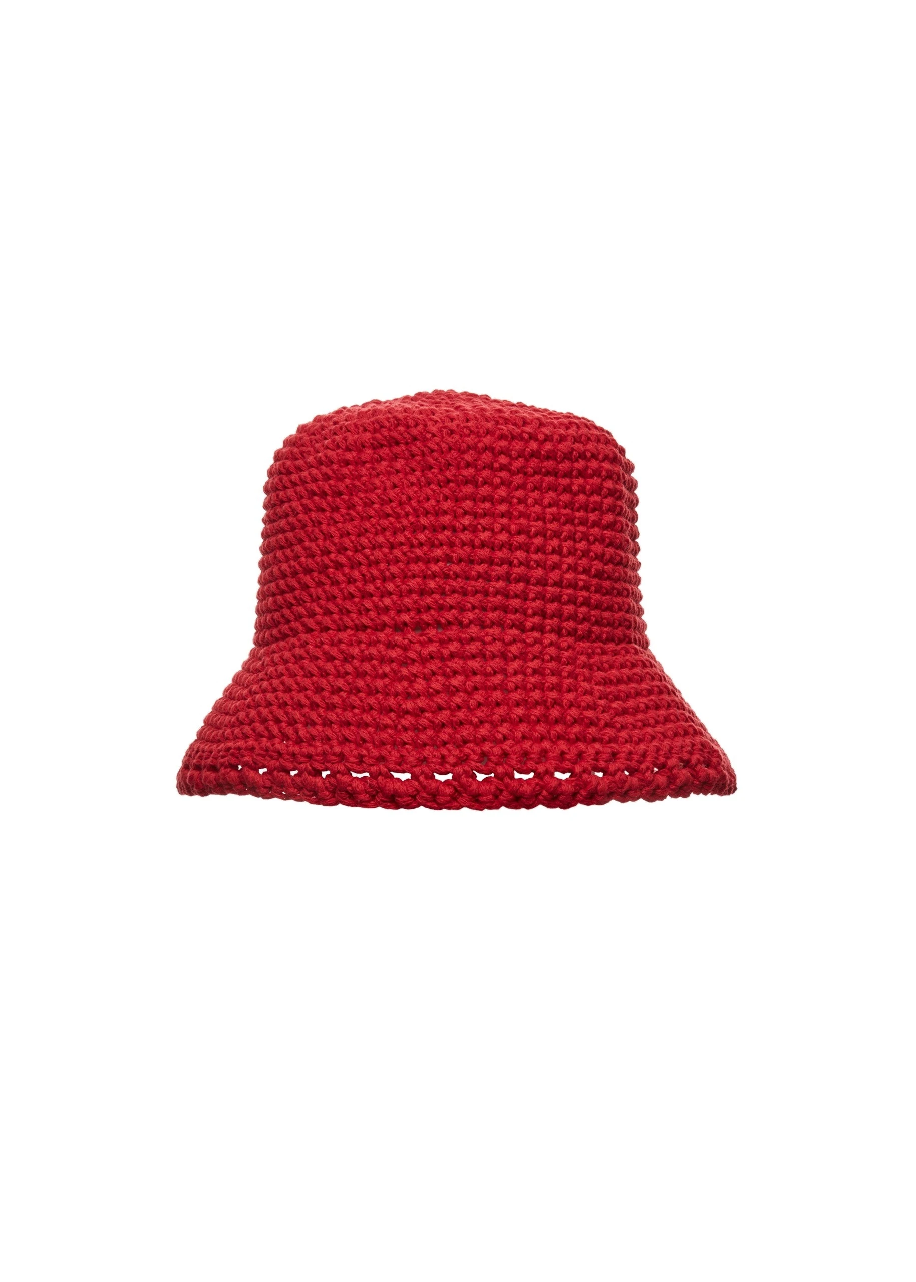 Magda Butrym Handmade wide brim crochet bucket hat in red | Luxury Shoes Magda Butrym Handmade wide brim crochet bucket hat in red