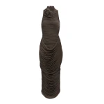 Magda Butrym High-neck draped midi dress in brown