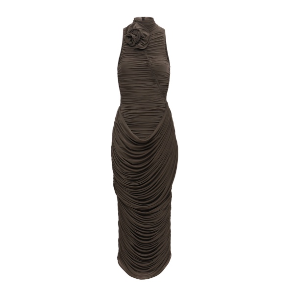 Magda Butrym High-neck draped midi dress in brown
