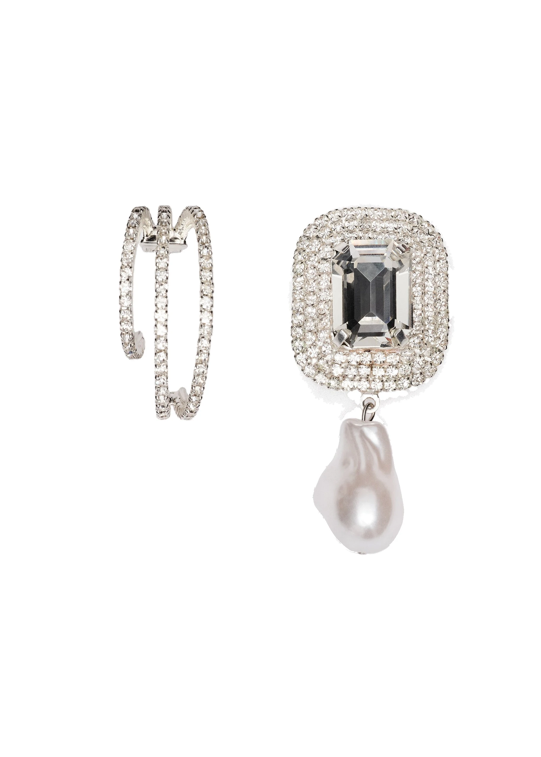 Magda Butrym Hoop and drop earrings set in silver | Luxury Shoes Magda Butrym Hoop and drop earrings set in silver