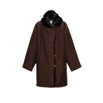 Magda Butrym Insulated silk coat with faux fur collar in brown