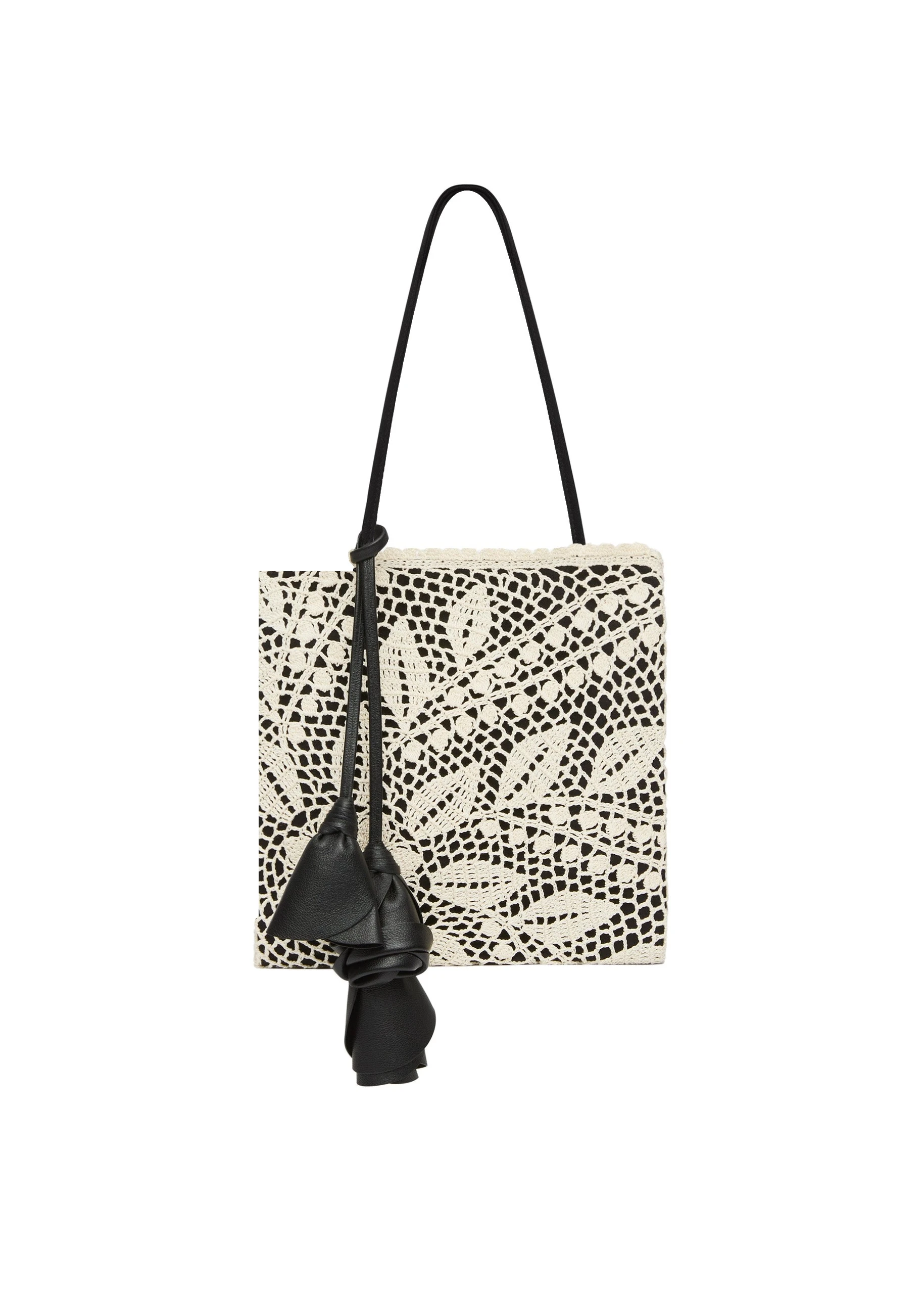 Magda Butrym Julia crochet bag in black satin | Luxury Shoes Magda Butrym Julia crochet bag in black satin