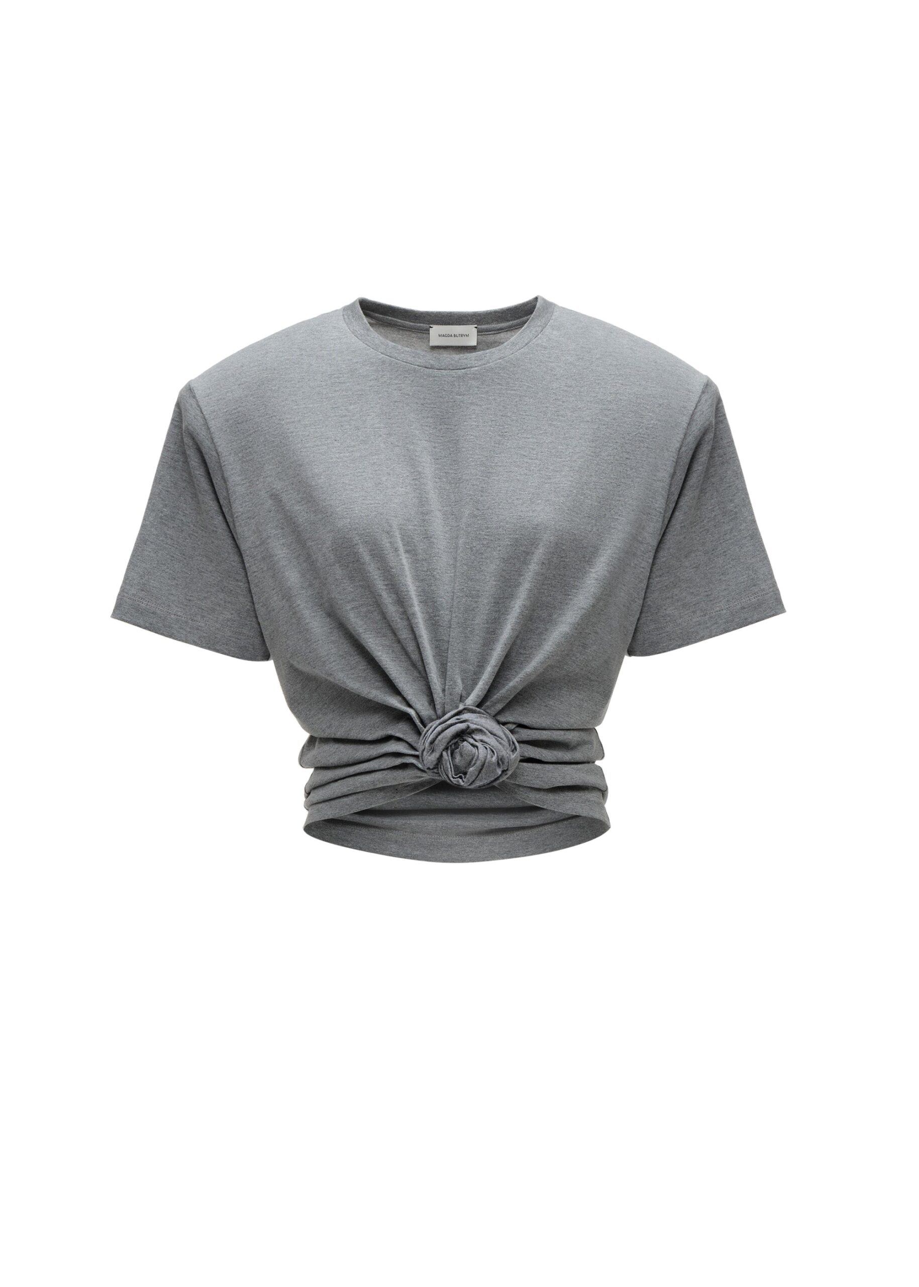 Magda Butrym Knotted t-shirt in grey in Grey | Buy Tops at Luxury Shoes Magda Butrym Knotted t-shirt in grey