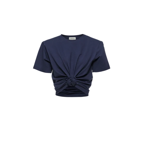 Knotted t-shirt in navy blue