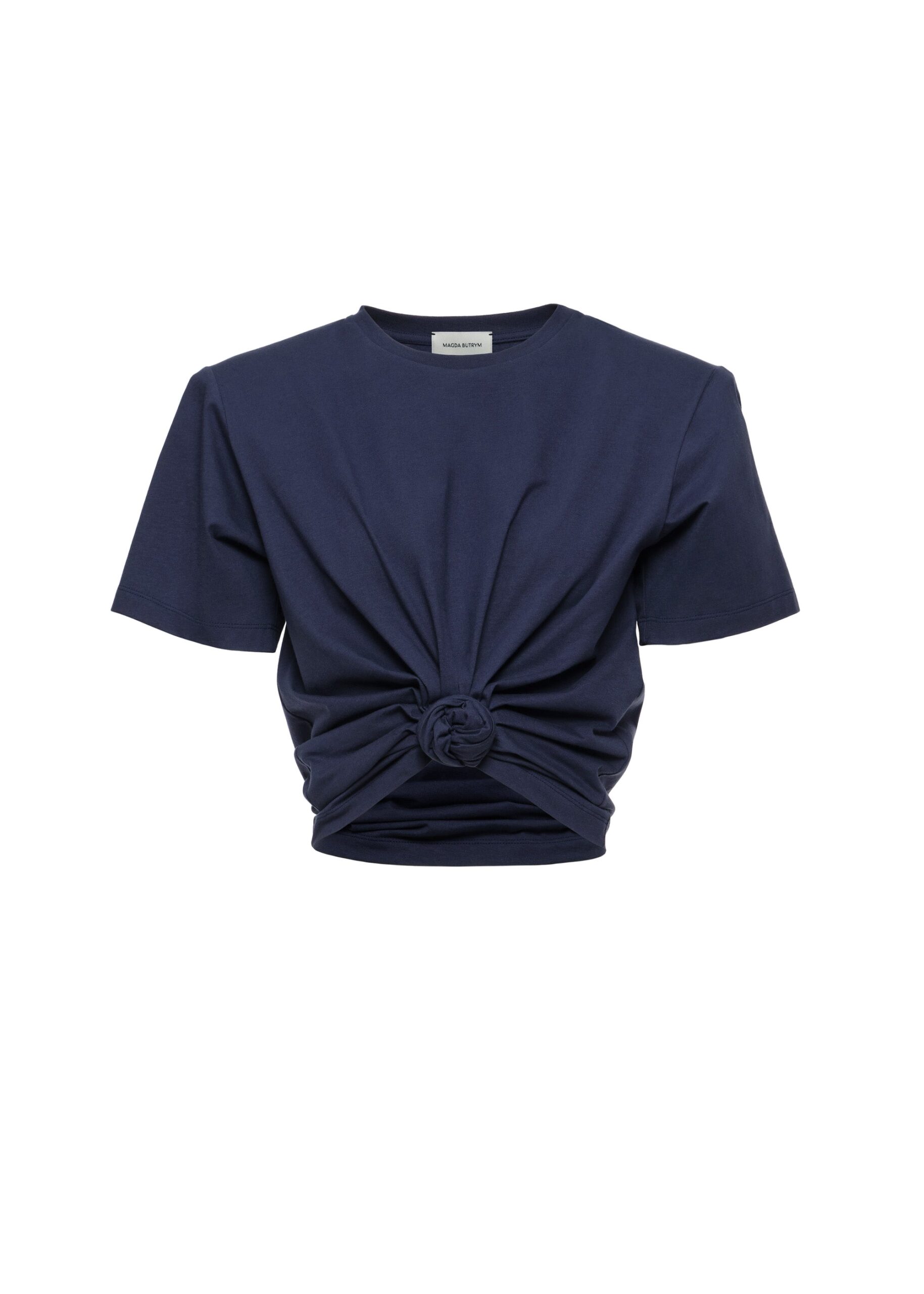 Magda Butrym Knotted t-shirt in navy blue in Blue | Buy Tops at Luxury Shoes Magda Butrym Knotted t-shirt in navy blue