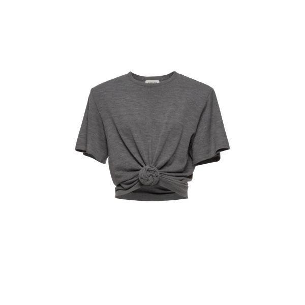 Knotted wool t-shirt in grey