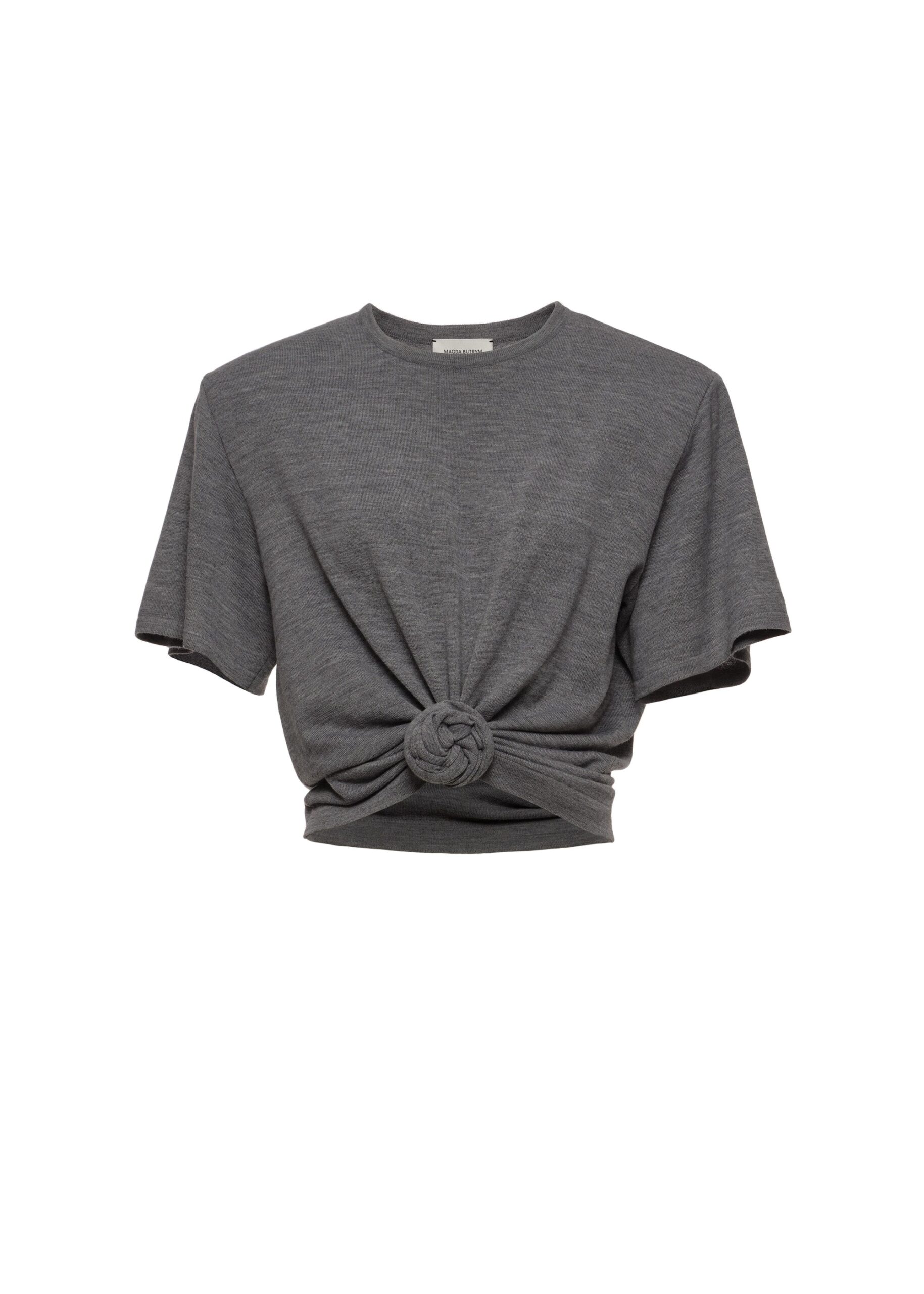 Magda Butrym Knotted wool t-shirt in grey | Sweater at Luxury Shoes Magda Butrym Knotted wool t-shirt in grey