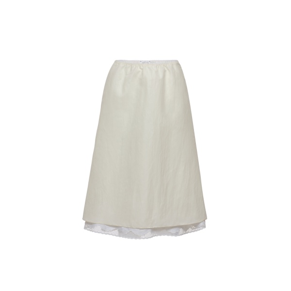Magda Butrym Lace trim flared midi skirt in cream