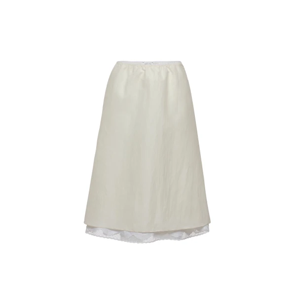 Magda Butrym Lace trim flared midi skirt in cream