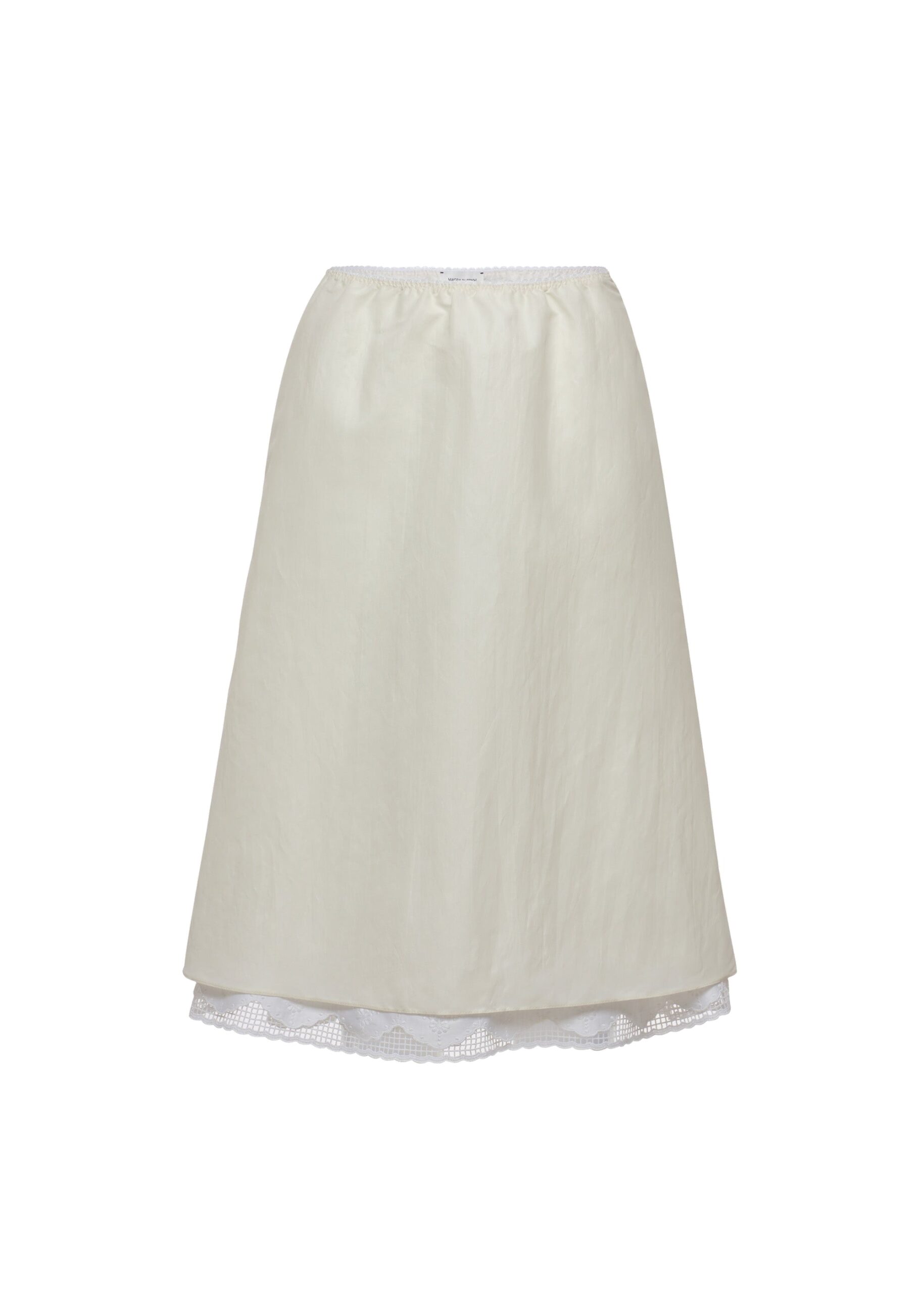 Magda Butrym Lace trim flared midi skirt in cream | Skirts at Luxury Shoes Magda Butrym Lace trim flared midi skirt in cream