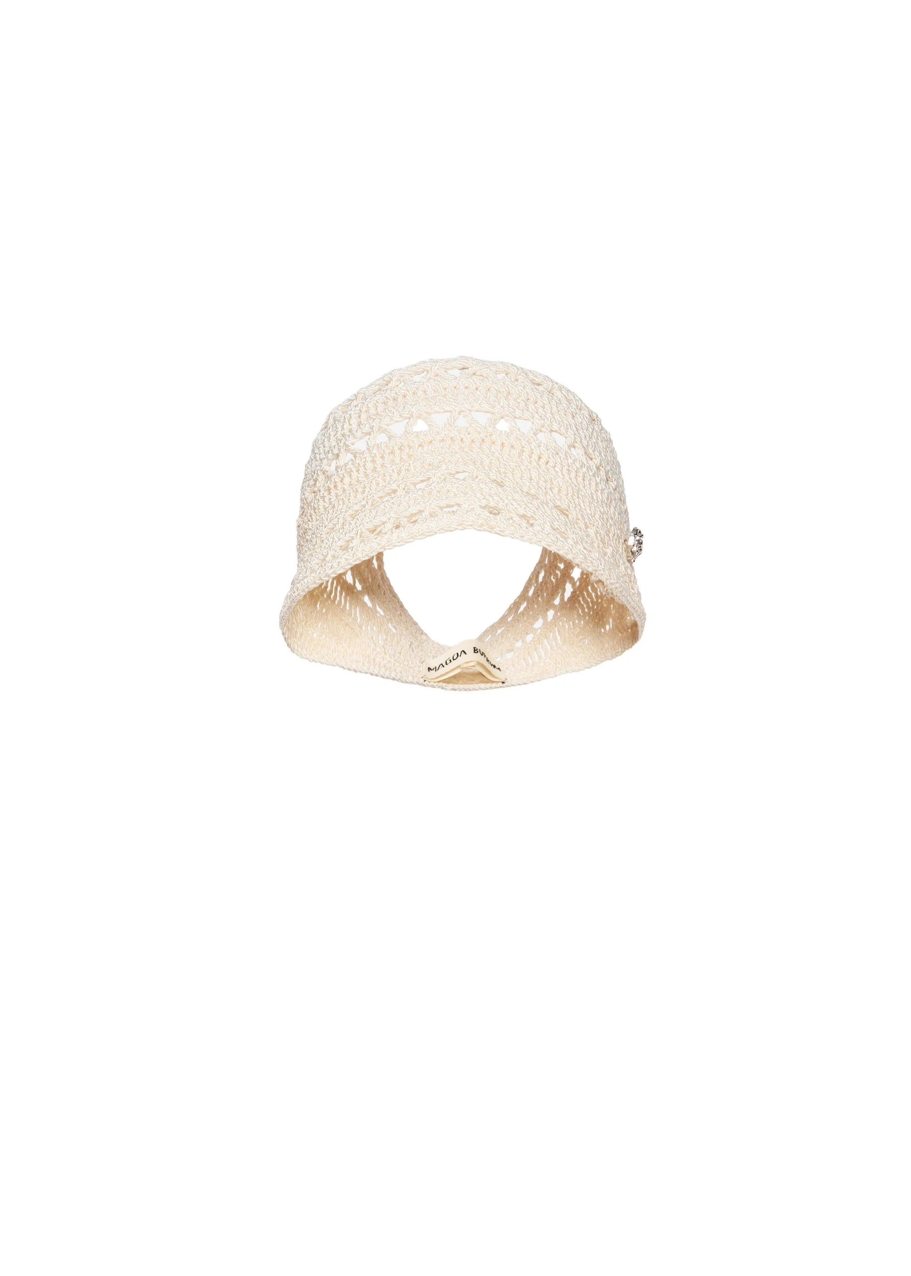 Magda Butrym Lattice crochet visor in cream | Luxury Shoes Magda Butrym Lattice crochet visor in cream