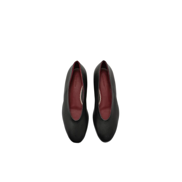 Leather ballerina heels in black - Image 3