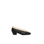Magda Butrym Leather ballerina heels with shearling trim in black