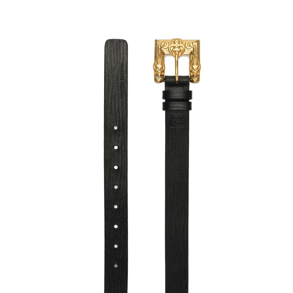 Magda Butrym Leather belt with ornamental gold buckle in black
