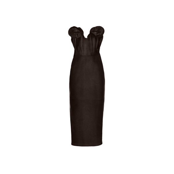 Magda Butrym Leather floral corset dress in brown