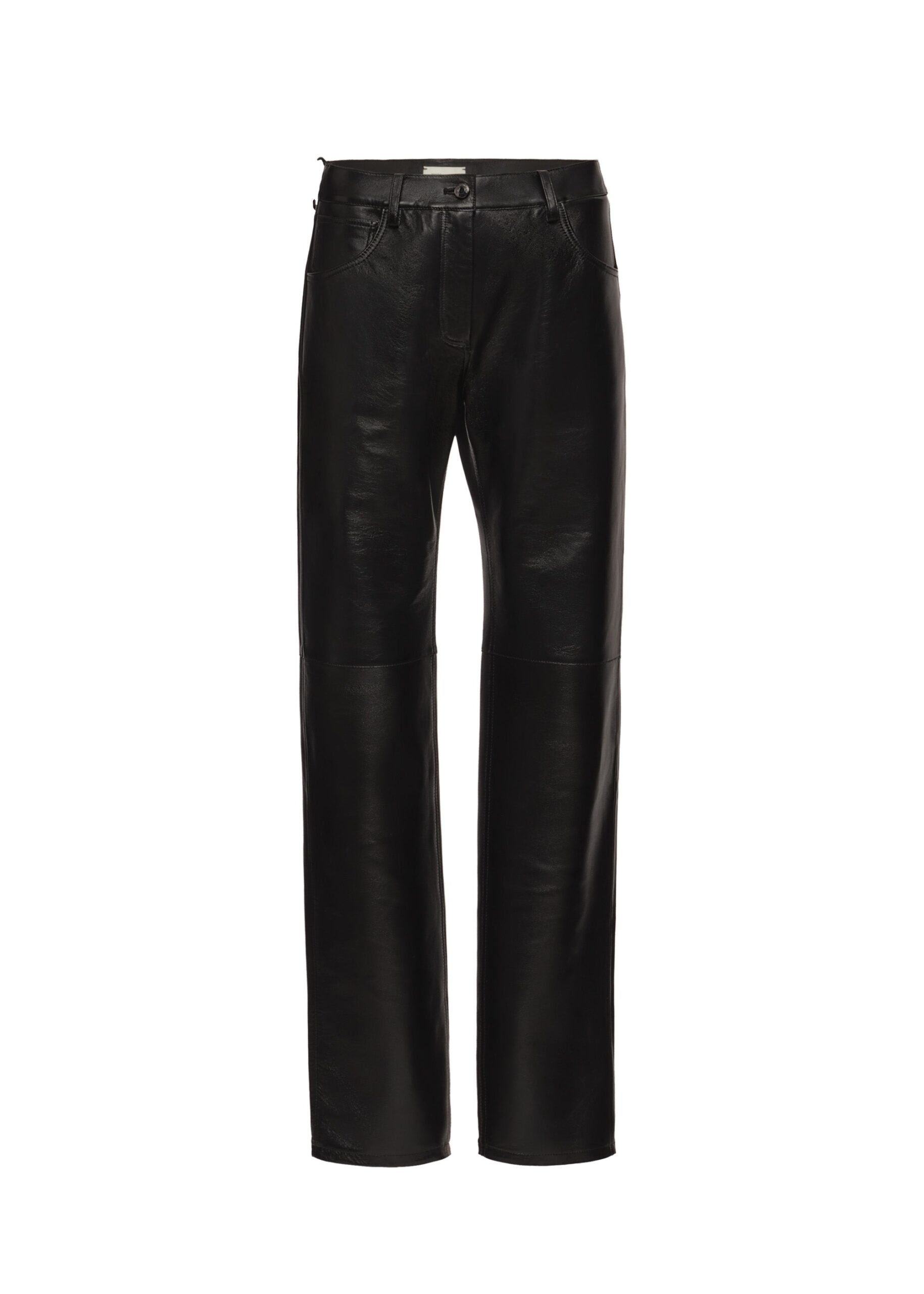 Magda Butrym Leather straight-leg pants in black | Pants at Luxury Shoes Magda Butrym Leather straight-leg pants in black