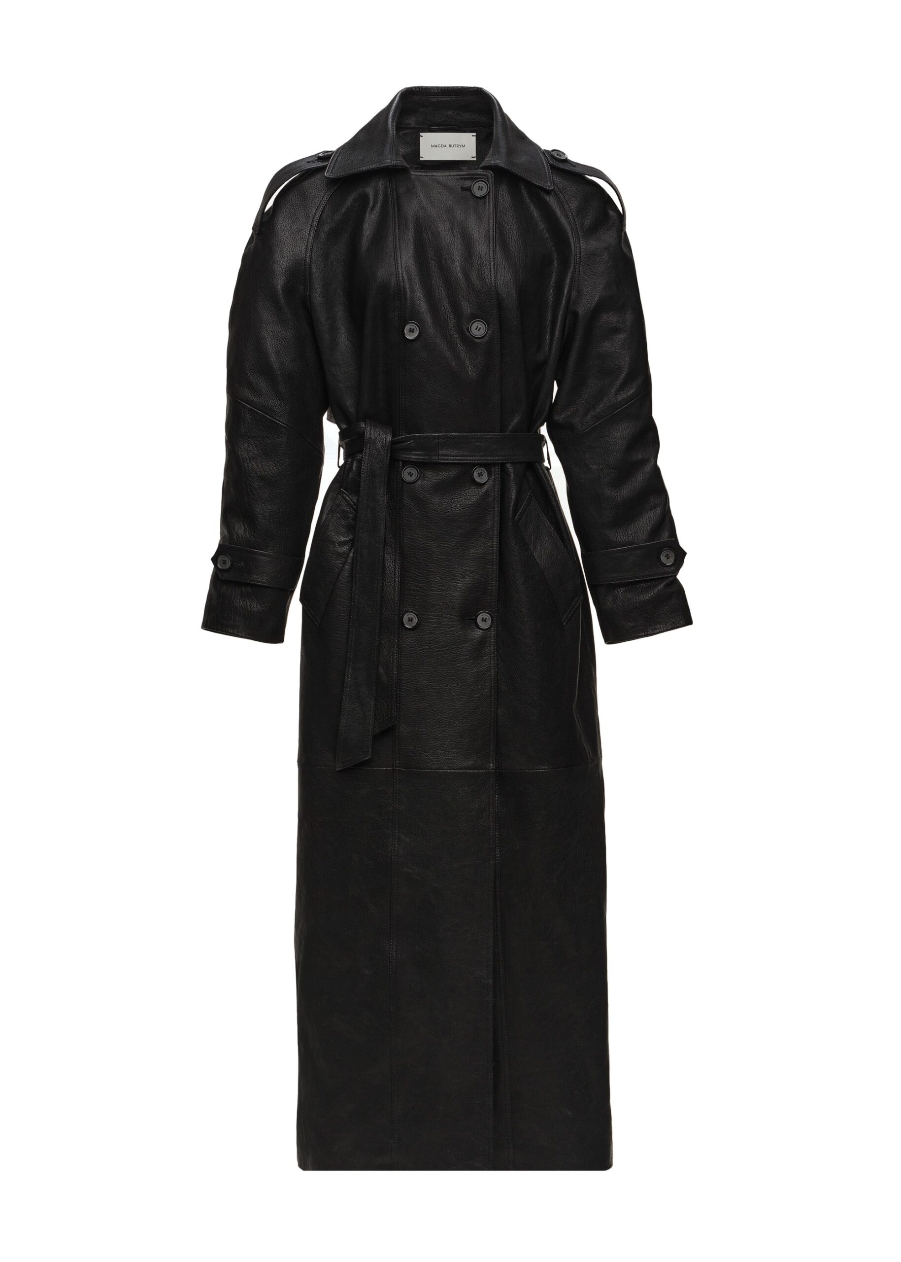 Magda Butrym Leather trench coat in black | Leather Coats at Luxury Shoes Magda Butrym Leather trench coat in black