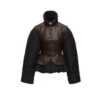 Magda Butrym Leather vest puffer jacket in black
