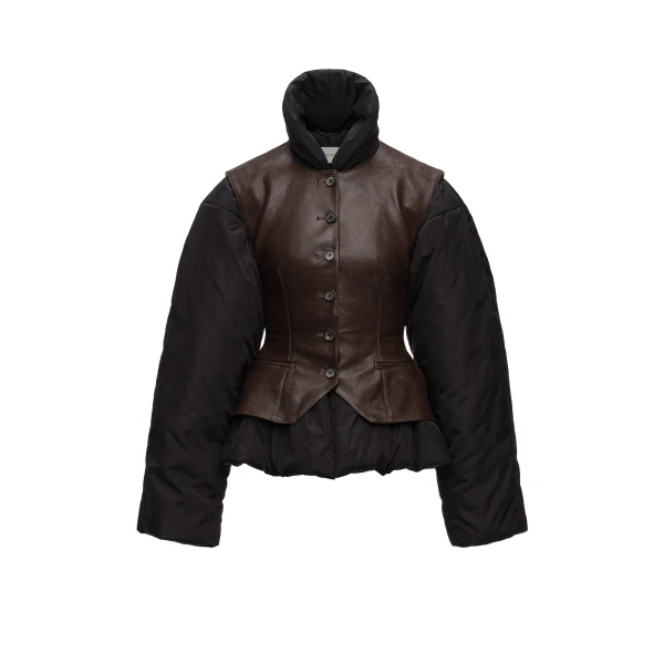 Magda Butrym Leather vest puffer jacket in black