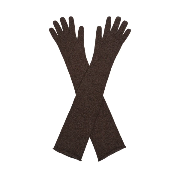 Long wool gloves in dark brown