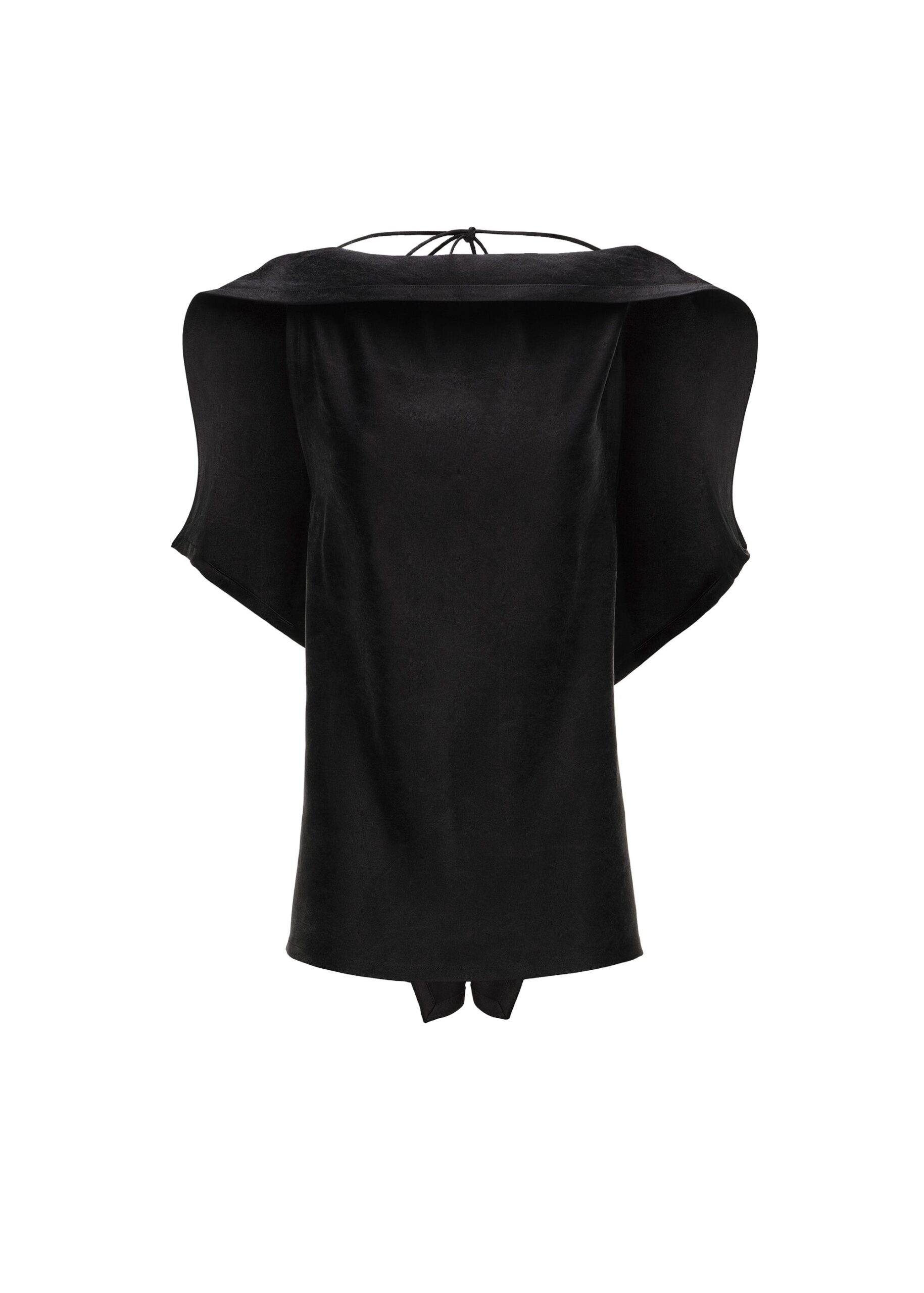 Magda Butrym Longline silk draped blouse in black | Tops at Luxury Shoes Magda Butrym Longline silk draped blouse in black