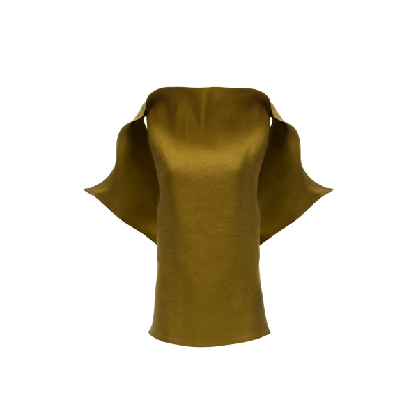 Longline silk draped blouse in green