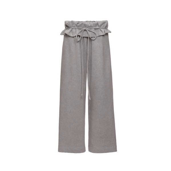 Low-rise ruffled sweatpants in grey