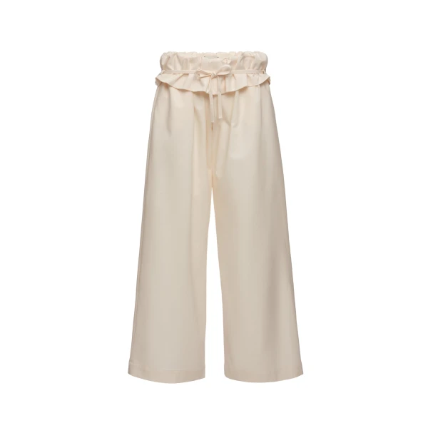 Magda Butrym Low-rise ruffled waist trousers in cream