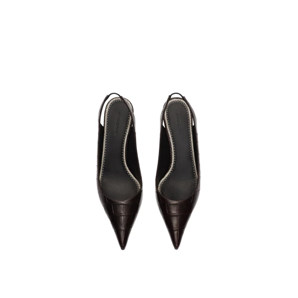 Low slingback pumps in croco-embossed leather - Image 3