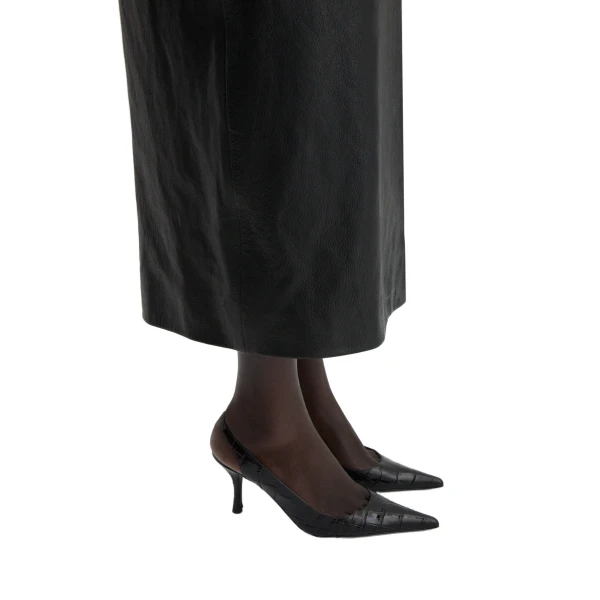 Low slingback pumps in croco-embossed leather - Image 4
