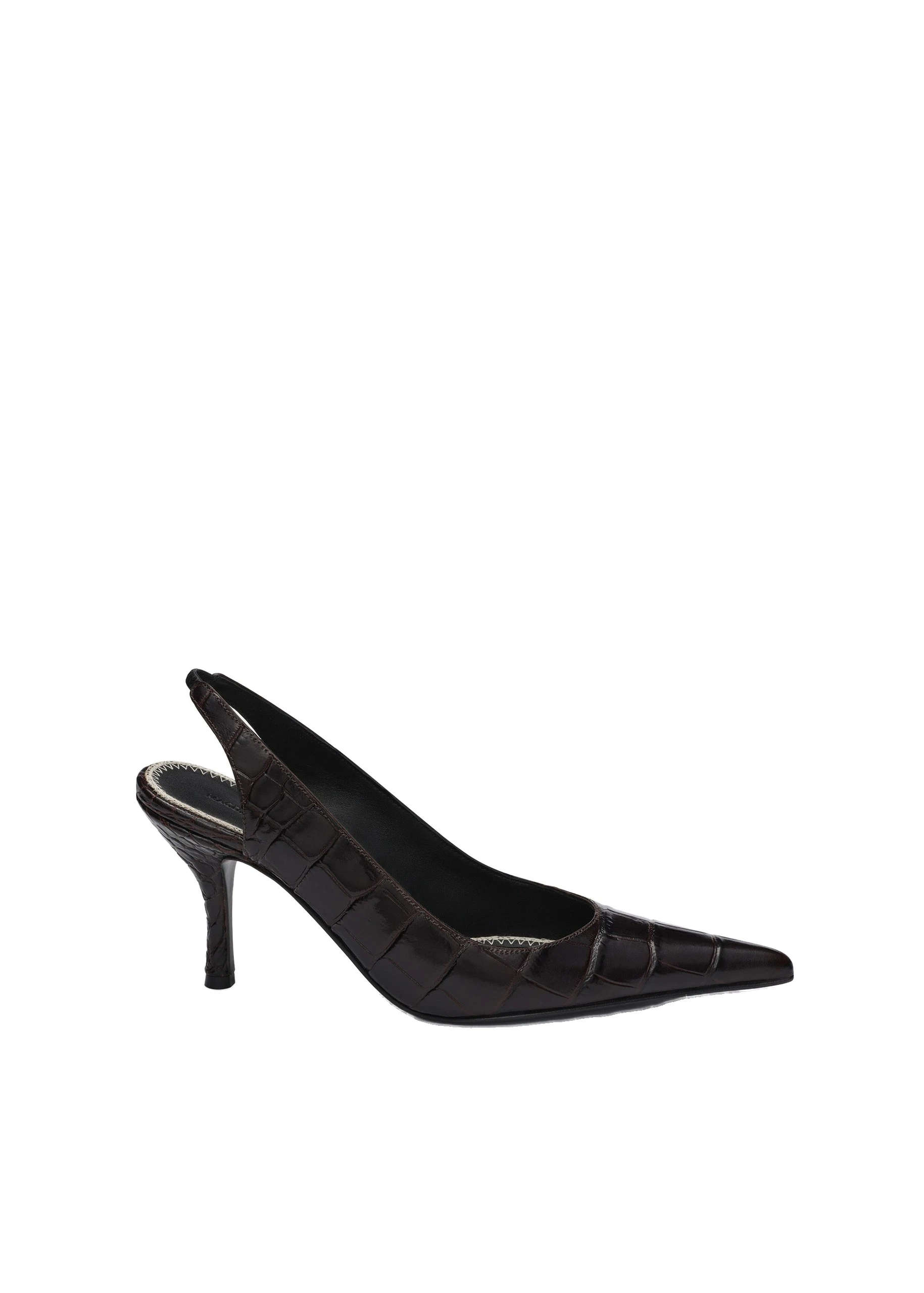 Magda Butrym Low slingback pumps in croco-embossed leather | Luxury Shoes Magda Butrym Low slingback pumps in croco-embossed leather