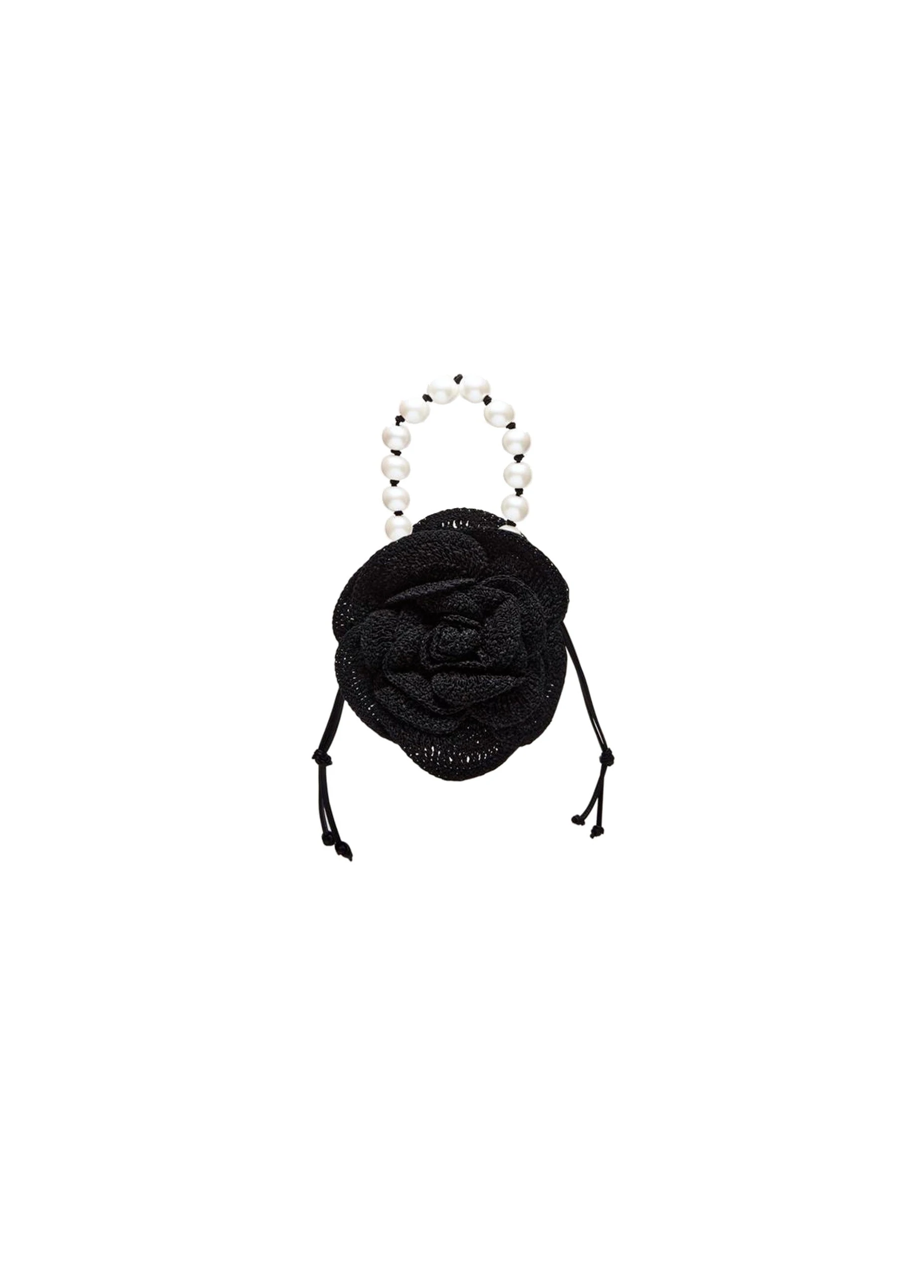 Magda Butrym Magda bag pearl strap in black crochet | Luxury Shoes Magda Butrym Magda bag pearl strap in black crochet