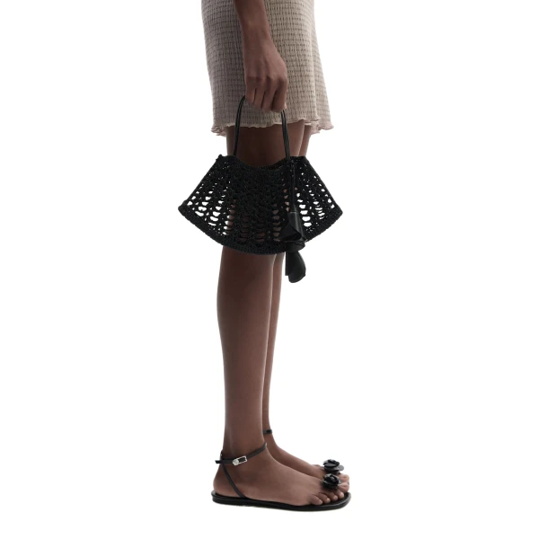 Maya crochet bag in black leather - Image 4