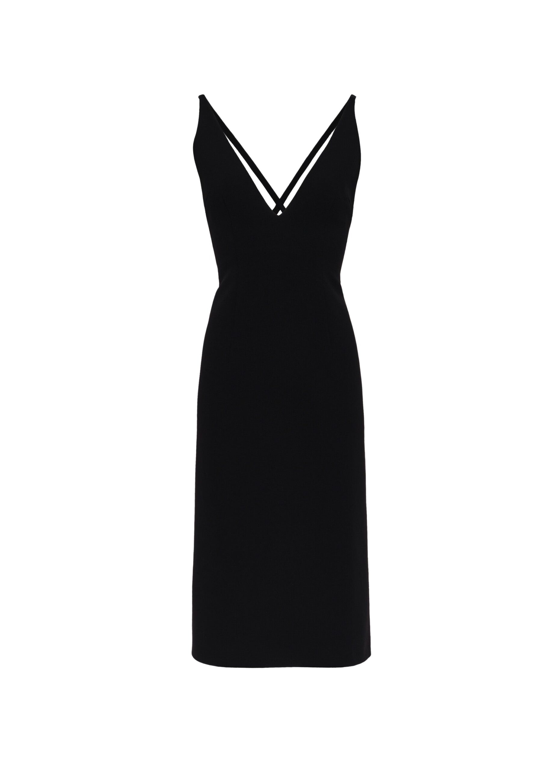 Magda Butrym Midi dress with deep V neckline in black | Luxury Shoes Magda Butrym Midi dress with deep V neckline in black